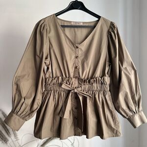 Nice Claup Blouse Brown Khaki
